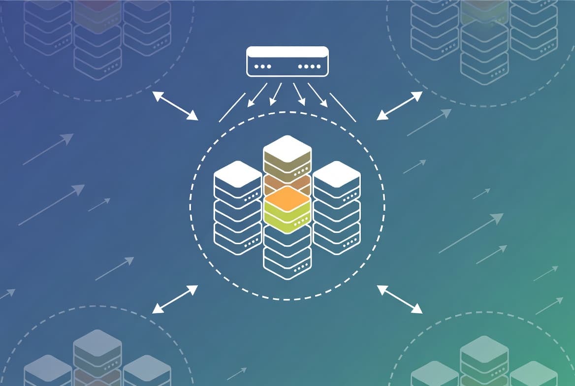 Infrastructure themed image showing a cluster of nodes acting as one system to provide redundancy, load balancing and higher performance