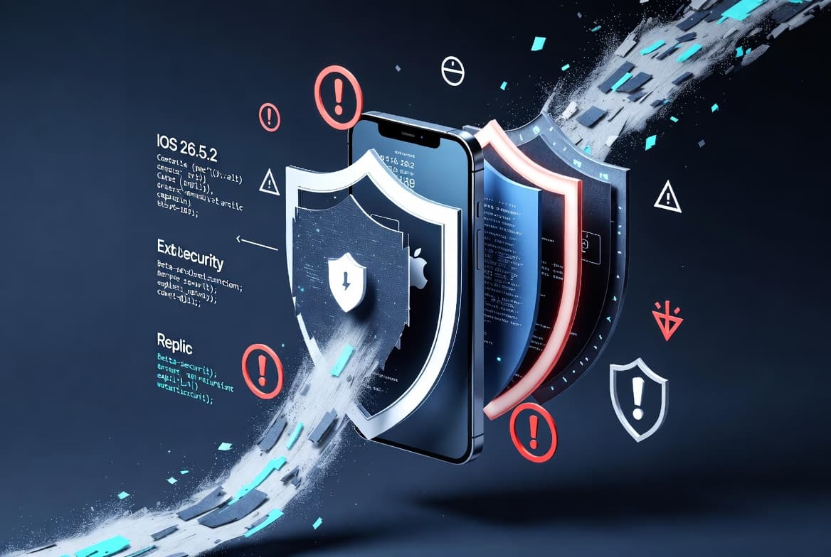iOS 26.5.2 security patch illustration.