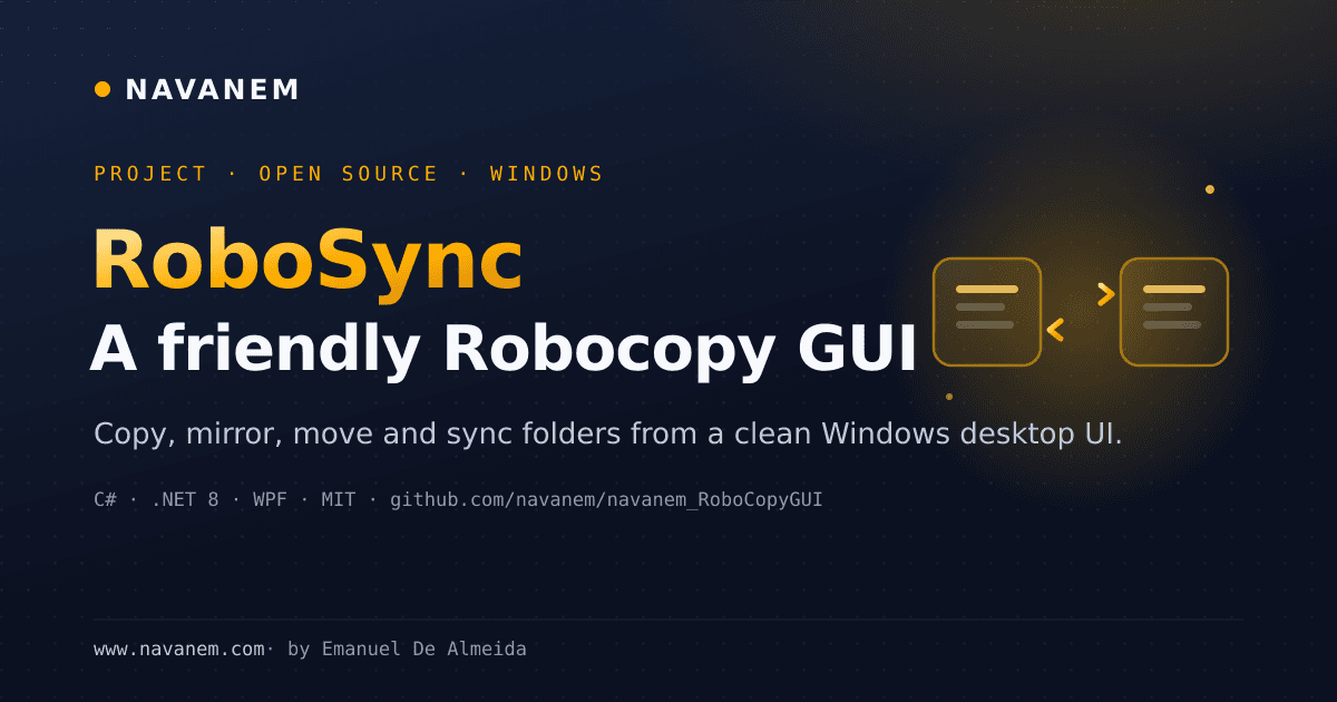 RoboSync, a friendly Robocopy GUI for Windows by Navanem