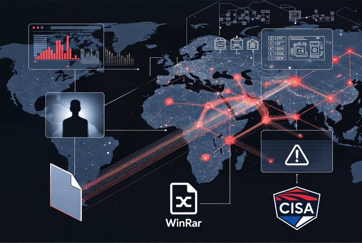 Illustration of a Turla backdoor campaign targeting Ukrainian government and military networks through a WinRAR vulnerability.