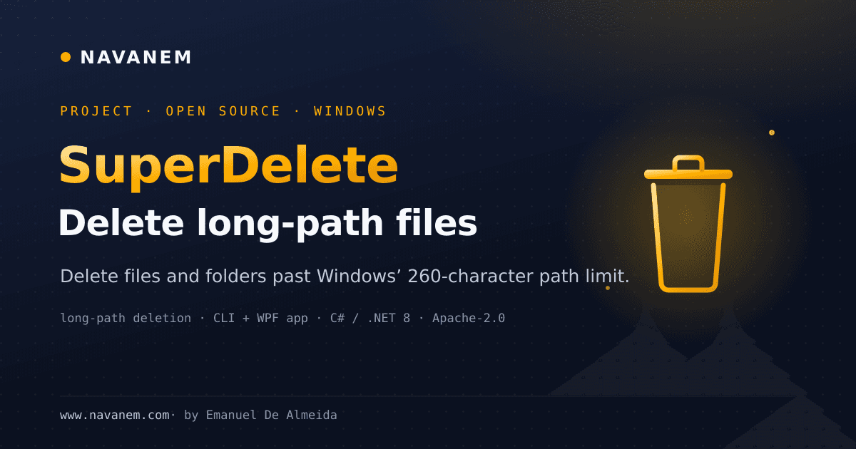 SuperDelete, an open-source tool to delete long-path files on Windows by Navanem