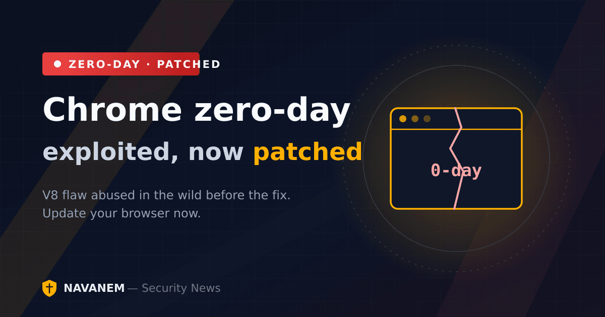 Chrome zero-day exploited then patched - cover