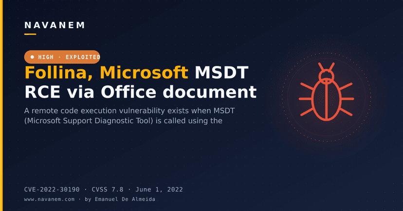 Follina, Microsoft MSDT RCE via Office document