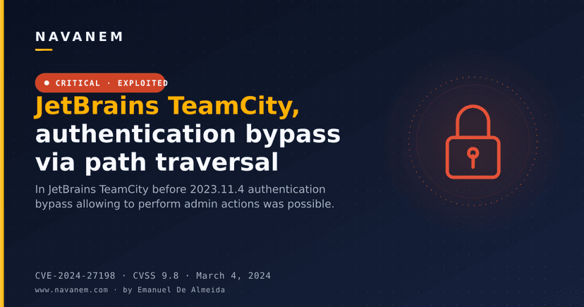 JetBrains TeamCity, authentication bypass via path traversal