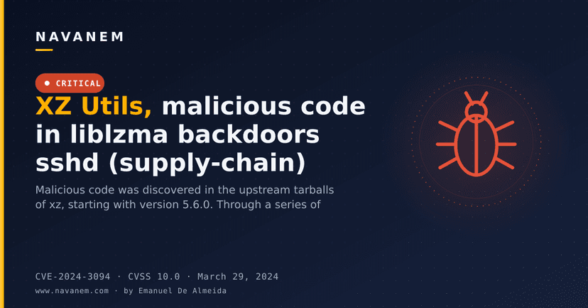 XZ Utils, malicious code in liblzma backdoors sshd (supply-chain)