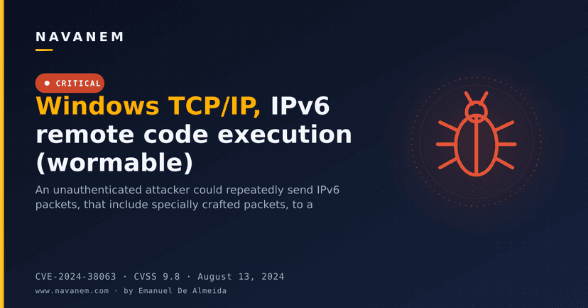 Windows TCP/IP, IPv6 remote code execution (wormable)