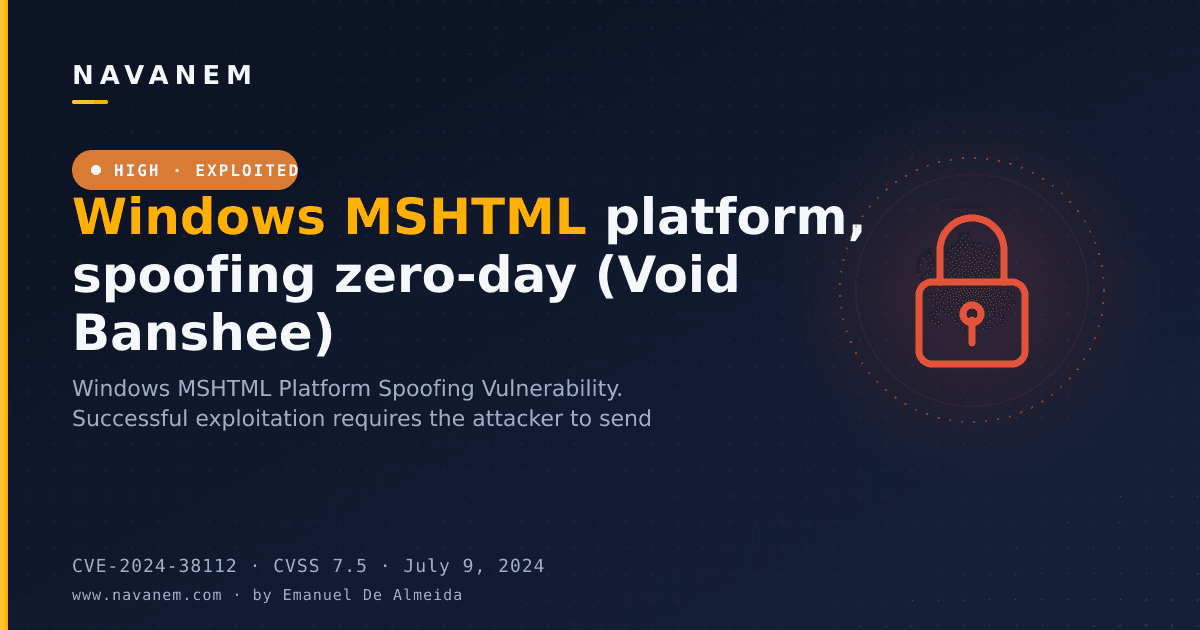 CVE-2024-38112: Windows MSHTML platform, spoofing zero-day (Void Banshee) — navanem CVE advisory cover