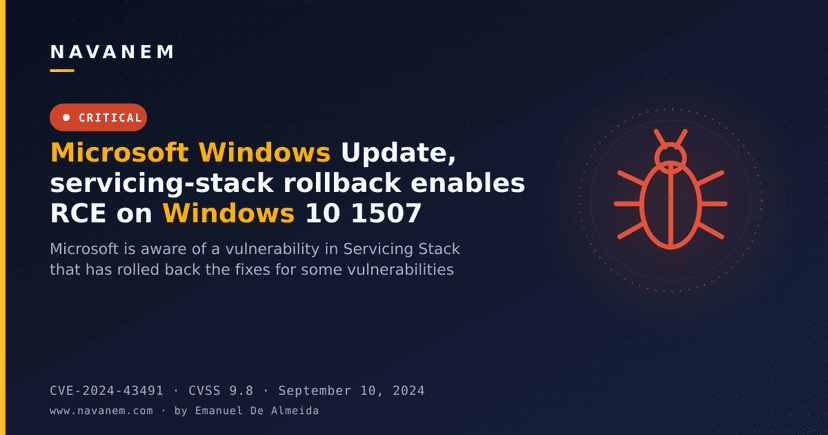 Microsoft Windows Update, servicing-stack rollback enables RCE on Windows 10 1507