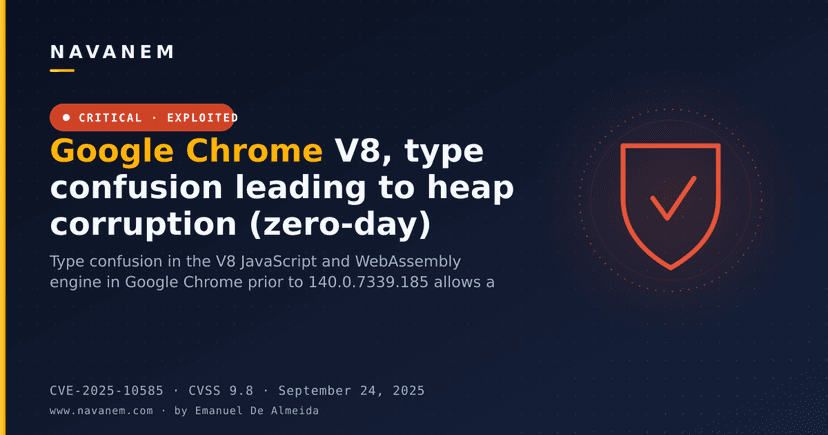 Google Chrome V8, type confusion leading to heap corruption (zero-day)