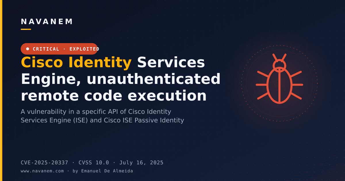 Cisco Identity Services Engine, unauthenticated remote code execution