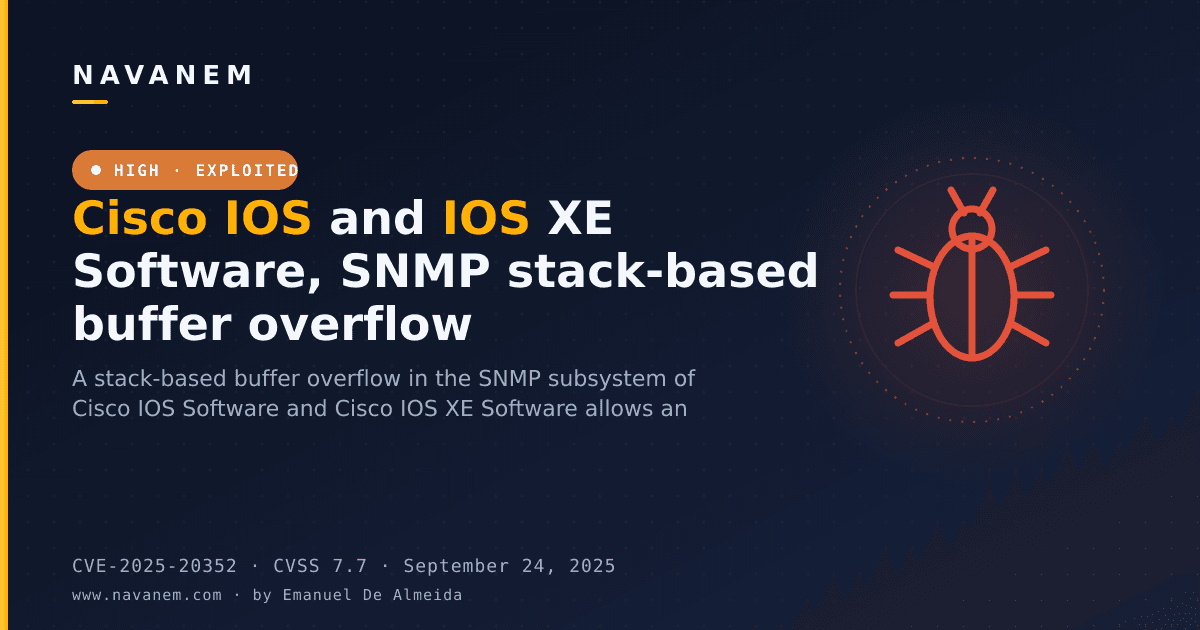 Cisco IOS and IOS XE Software, SNMP stack-based buffer overflow