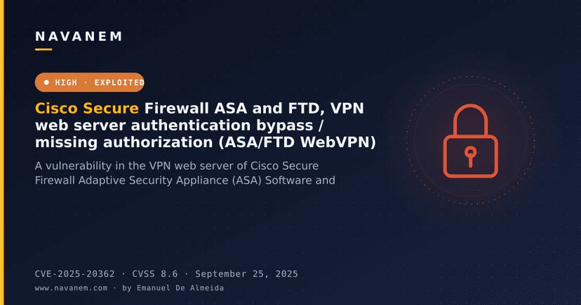 Cisco Secure Firewall ASA and FTD, VPN web server authentication bypass / missing authorization (ASA/FTD WebVPN)