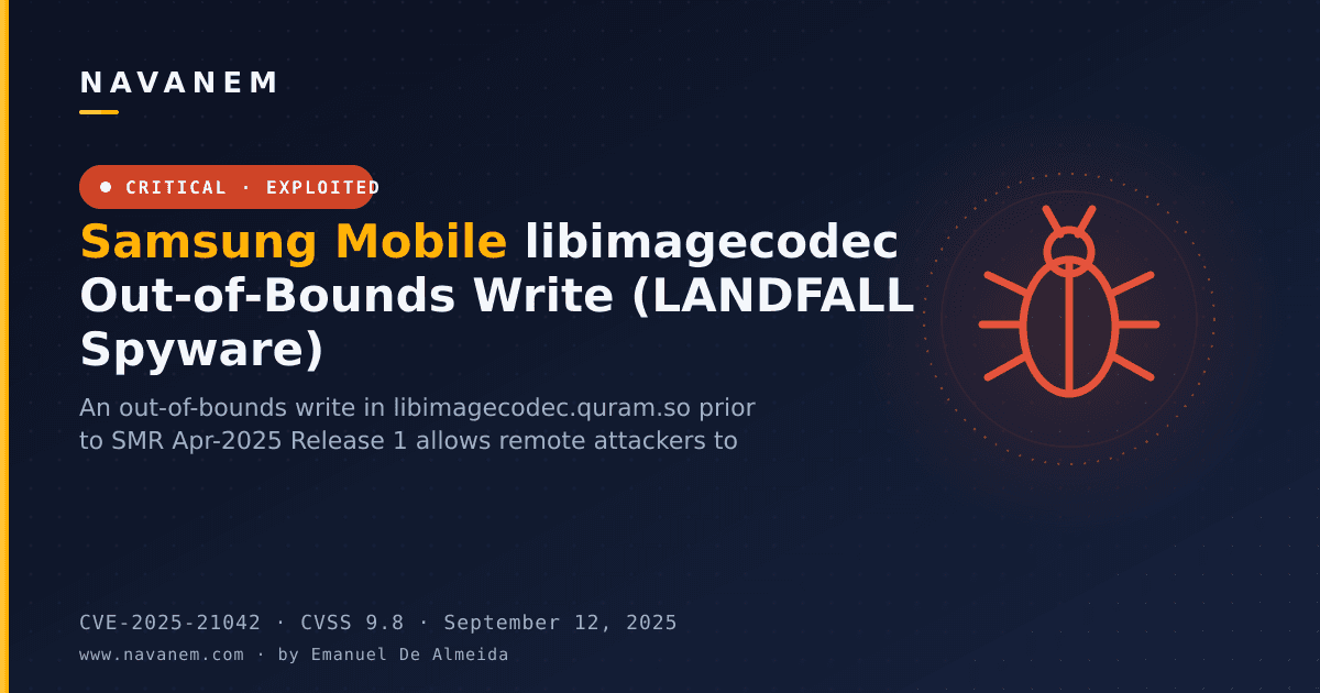 Samsung Mobile libimagecodec Out-of-Bounds Write (LANDFALL Spyware)