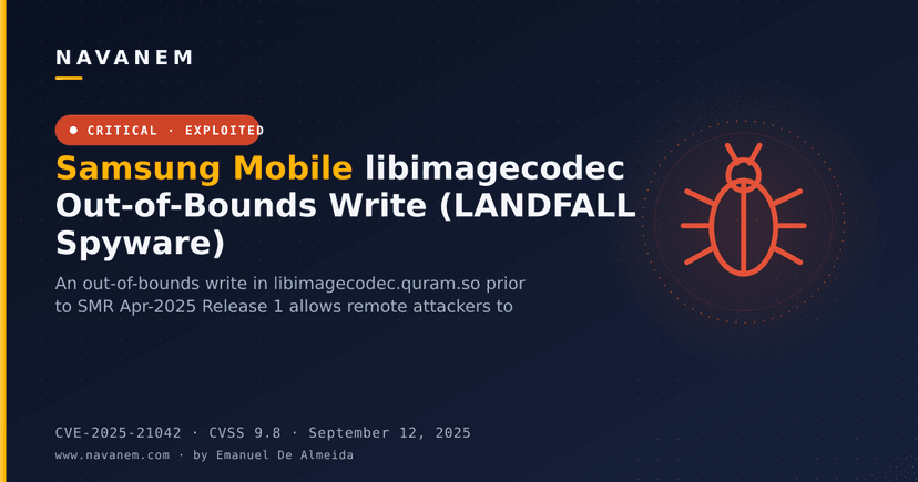 Samsung Mobile libimagecodec Out-of-Bounds Write (LANDFALL Spyware)