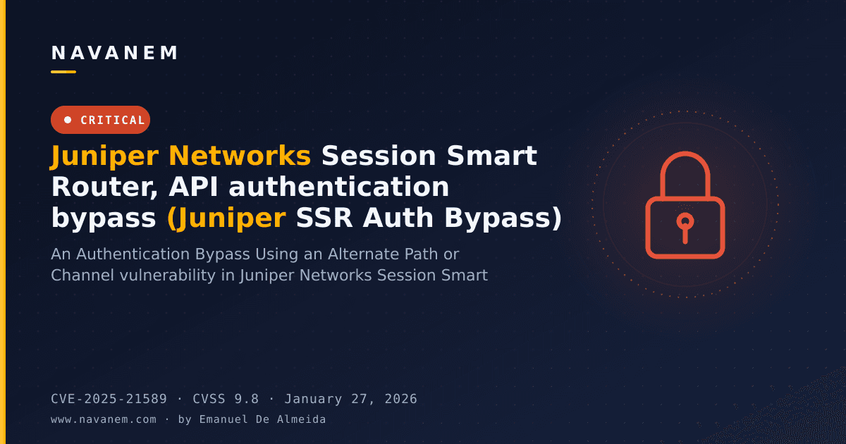 Juniper Networks Session Smart Router, API authentication bypass (Juniper SSR Auth Bypass)