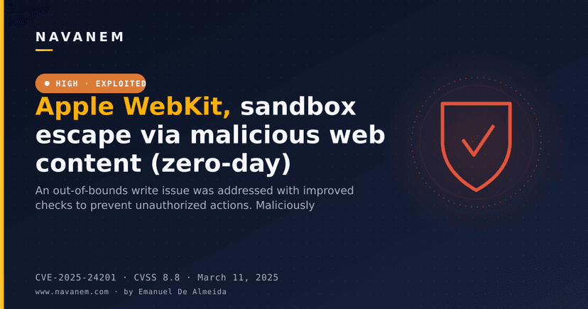 Apple WebKit, sandbox escape via malicious web content (zero-day)