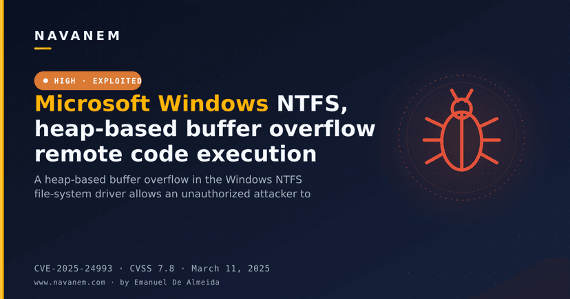 Microsoft Windows NTFS, heap-based buffer overflow remote code execution