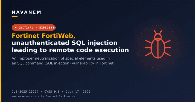 Fortinet FortiWeb, unauthenticated SQL injection leading to remote code execution