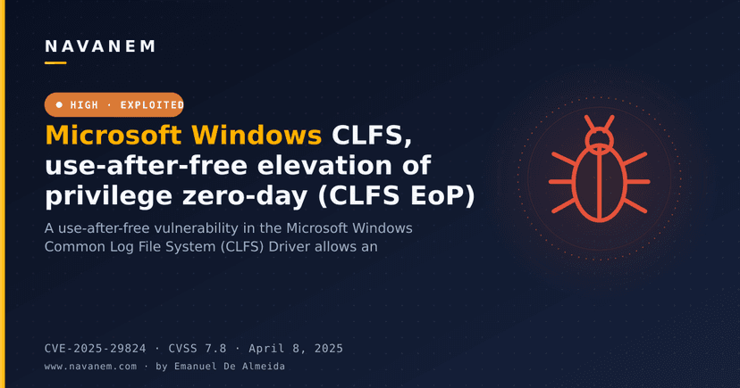 Microsoft Windows CLFS, use-after-free elevation of privilege zero-day (CLFS EoP)