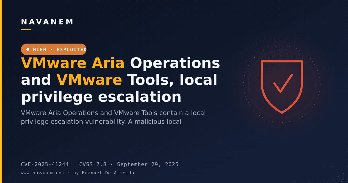 VMware Aria Operations and VMware Tools, local privilege escalation
