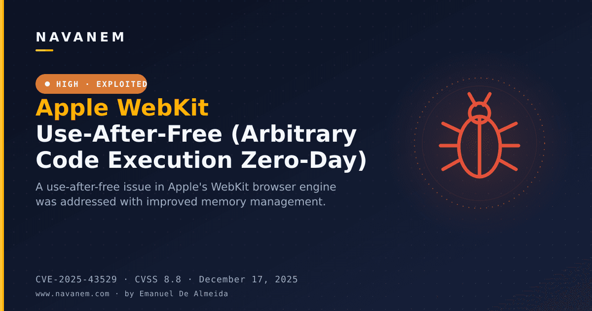 Apple WebKit Use-After-Free (Arbitrary Code Execution Zero-Day)