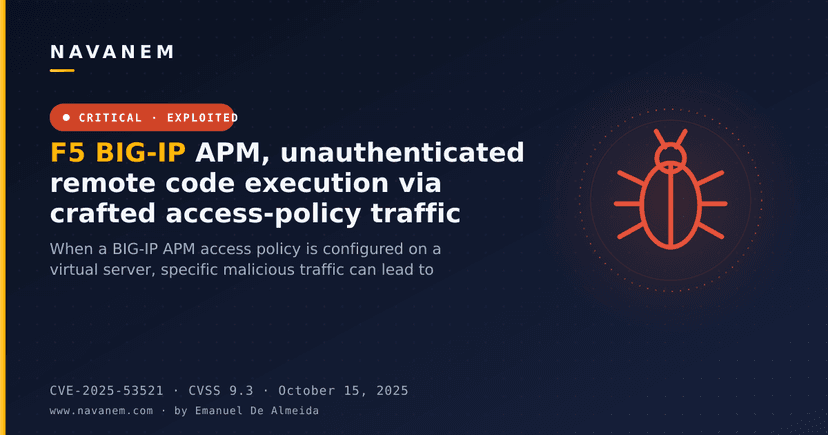 F5 BIG-IP APM, unauthenticated remote code execution via crafted access-policy traffic