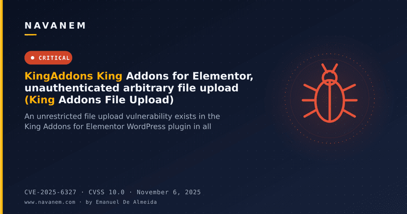 KingAddons King Addons for Elementor, unauthenticated arbitrary file upload (King Addons File Upload)