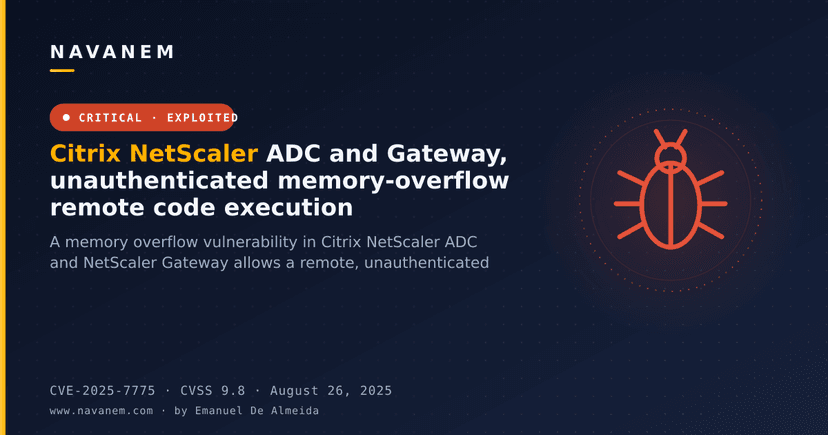 Citrix NetScaler ADC and Gateway, unauthenticated memory-overflow remote code execution