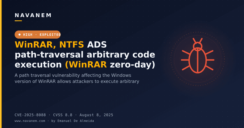 WinRAR, NTFS ADS path-traversal arbitrary code execution (WinRAR zero-day)