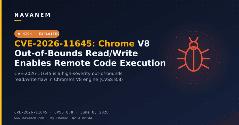 CVE-2026-11645: Chrome V8 Out-of-Bounds Read/Write Enables Remote Code Execution
