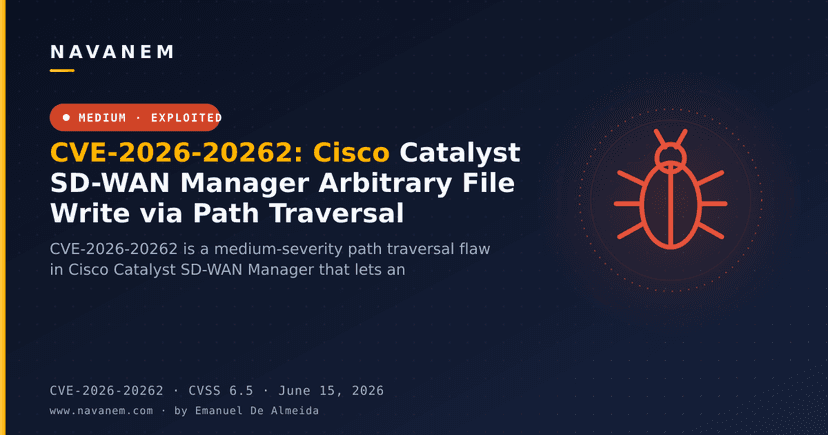 CVE-2026-20262: Cisco Catalyst SD-WAN Manager Arbitrary File Write via Path Traversal