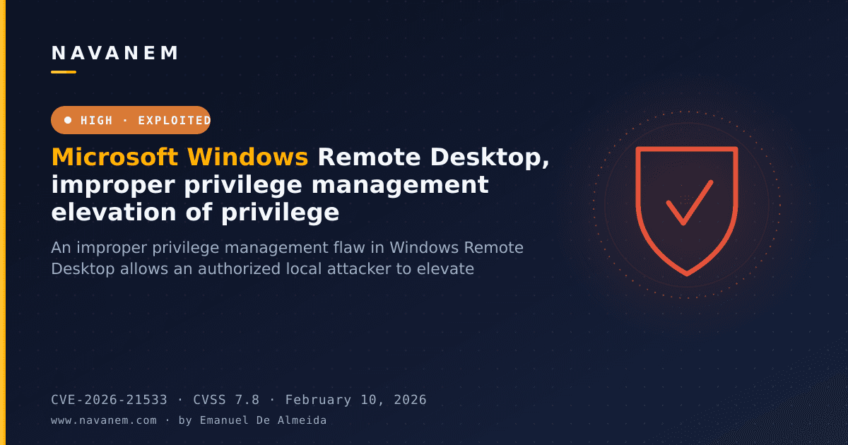 Microsoft Windows Remote Desktop, improper privilege management elevation of privilege