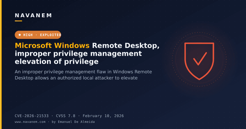 Microsoft Windows Remote Desktop, improper privilege management elevation of privilege