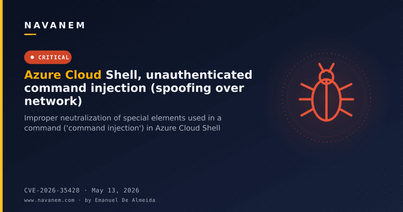 Azure Cloud Shell, unauthenticated command injection (spoofing over network)