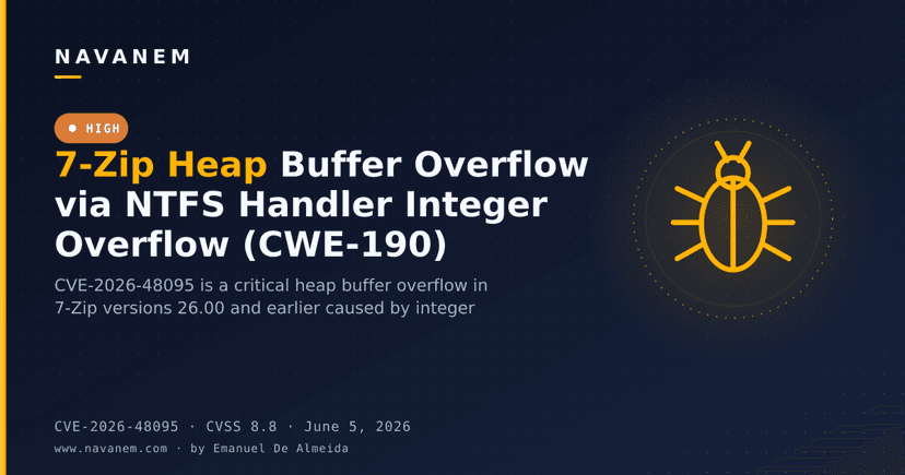 7-Zip Heap Buffer Overflow via NTFS Handler Integer Overflow (CWE-190)