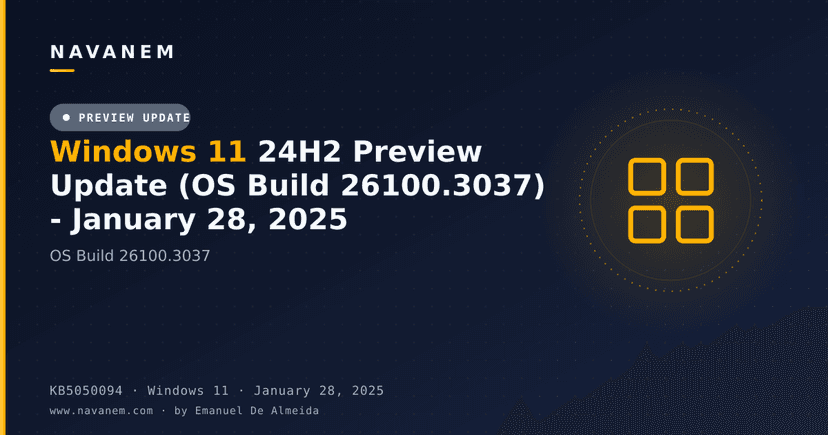 KB5050094: Windows 11 24H2 Preview Update (OS Build 26100.3037) - January 28, 2025
