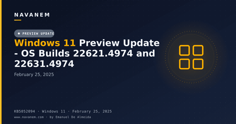 KB5052094: Windows 11 Preview Update - OS Builds 22621.4974 and 22631.4974 (February 25, 2025)