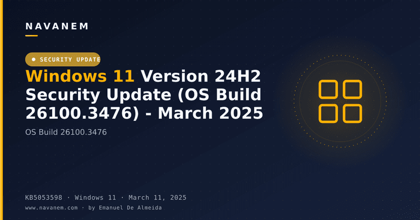 KB5053598: Windows 11 Version 24H2 Security Update (OS Build 26100.3476) - March 2025
