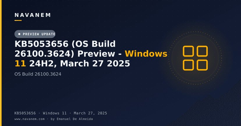 KB5053656 (OS Build 26100.3624) Preview - Windows 11 24H2, March 27 2025
