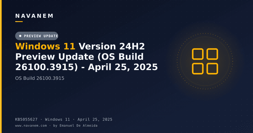 KB5055627: Windows 11 Version 24H2 Preview Update (OS Build 26100.3915) - April 25, 2025
