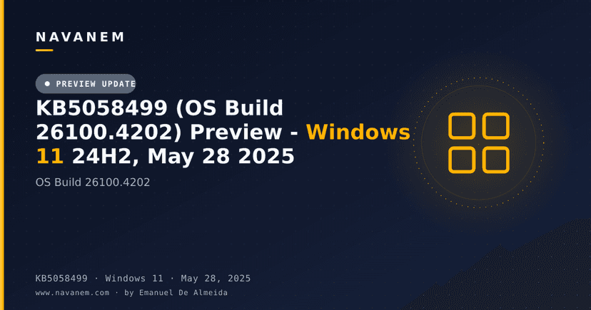 KB5058499 (OS Build 26100.4202) Preview - Windows 11 24H2, May 28 2025