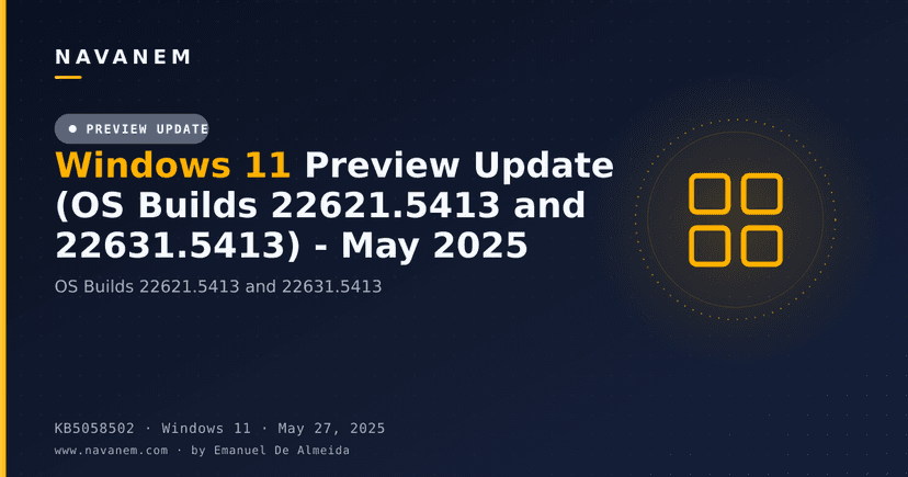 KB5058502: Windows 11 Preview Update (OS Builds 22621.5413 and 22631.5413) - May 2025