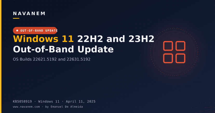 KB5058919: Windows 11 22H2 and 23H2 Out-of-Band Update (OS Builds 22621.5192 and 22631.5192)