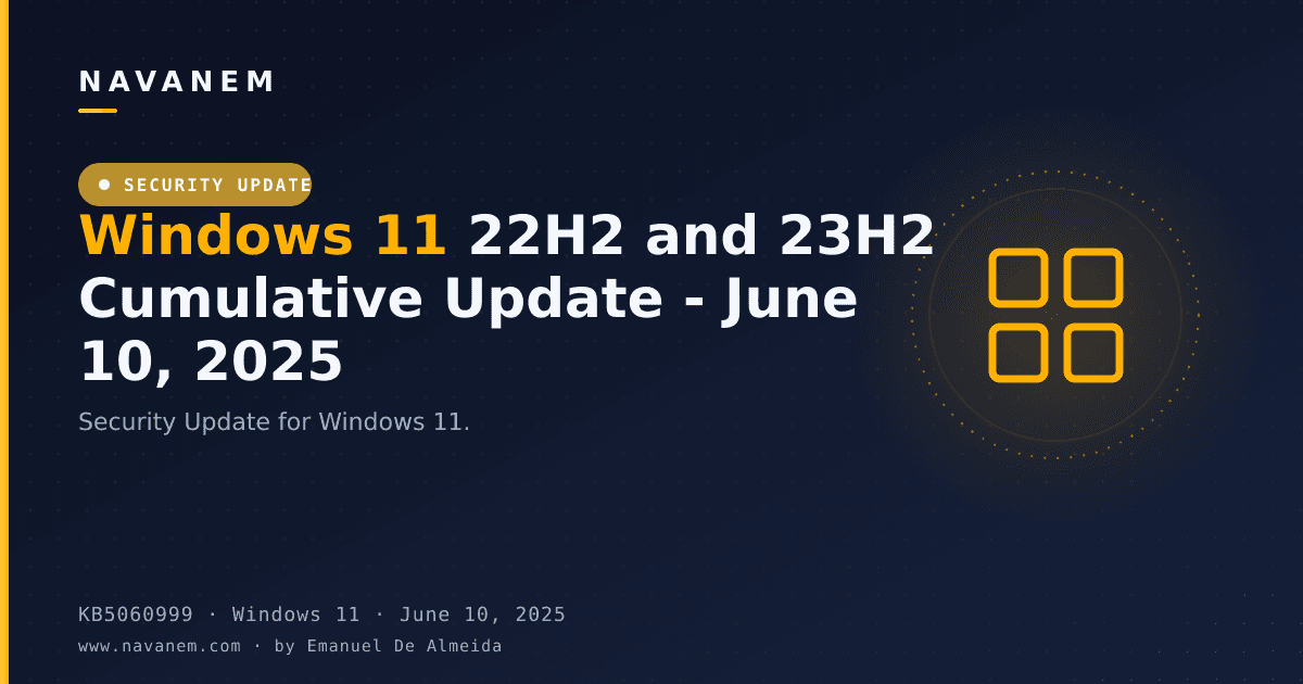 KB5060999: Windows 11 22H2 and 23H2 Cumulative Update - June 10, 2025 — navanem Microsoft KB cover