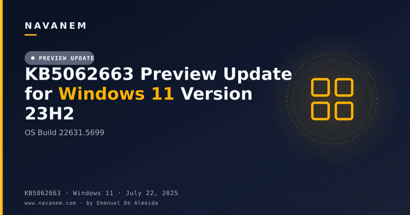 KB5062663 Preview Update for Windows 11 Version 23H2 (OS Build 22631.5699)