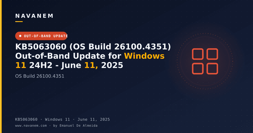 KB5063060 (OS Build 26100.4351) Out-of-Band Update for Windows 11 24H2 - June 11, 2025