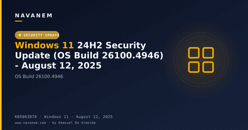 KB5063878: Windows 11 24H2 Security Update (OS Build 26100.4946) - August 12, 2025