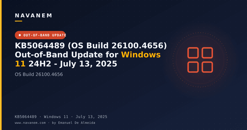 KB5064489 (OS Build 26100.4656) Out-of-Band Update for Windows 11 24H2 - July 13, 2025