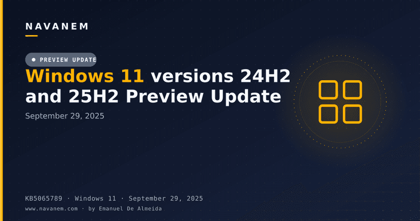 KB5065789: Windows 11 versions 24H2 and 25H2 Preview Update (September 29, 2025)