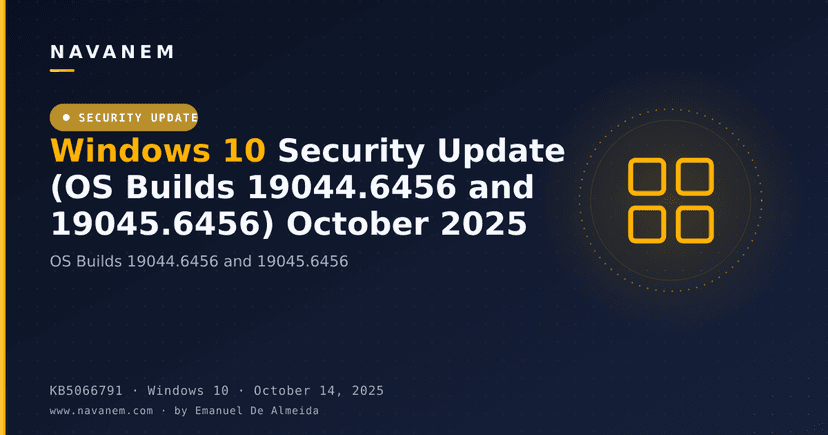 KB5066791 - Windows 10 Security Update (OS Builds 19044.6456 and 19045.6456) October 2025